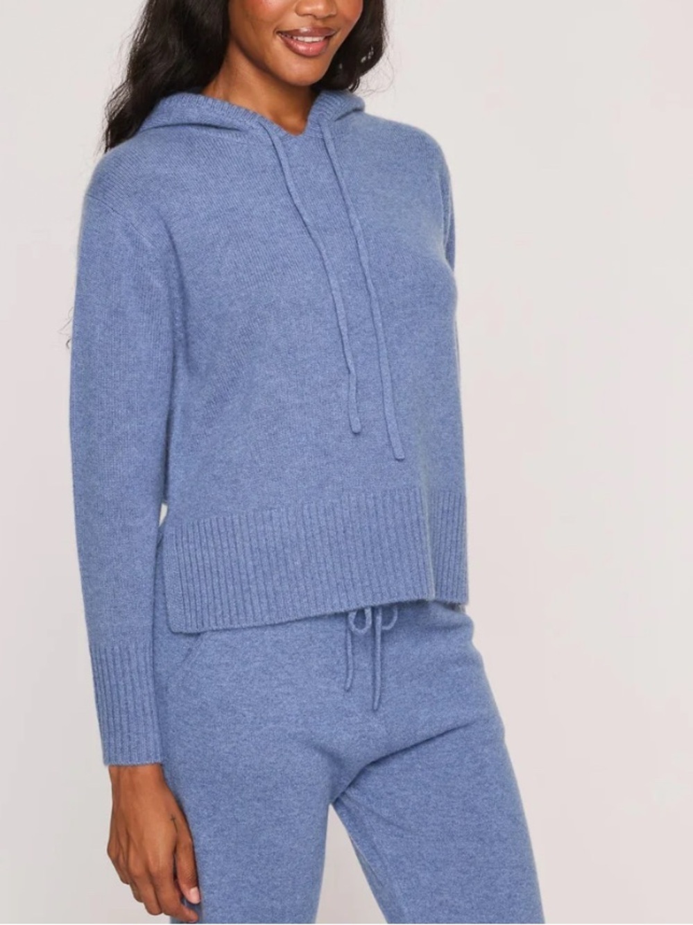The Cashmere Project Cashmere Project Side Slit Hoodie Moon blue NWT